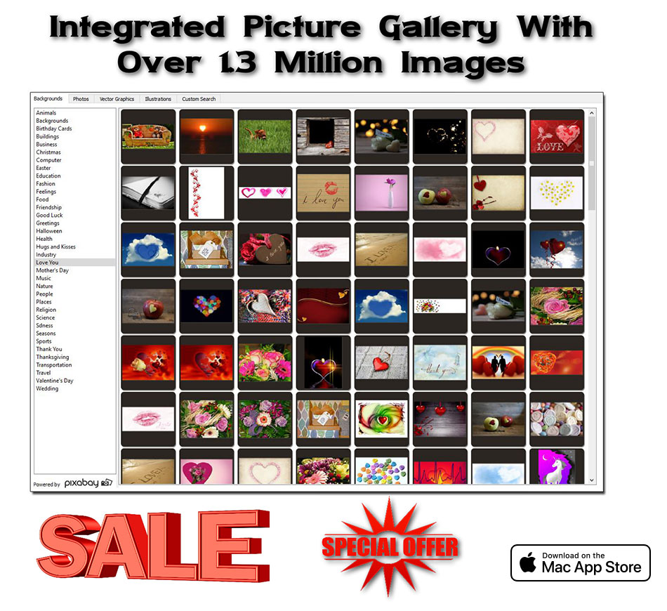 Integrated Picture Gallery With Over 1.3 Million Images